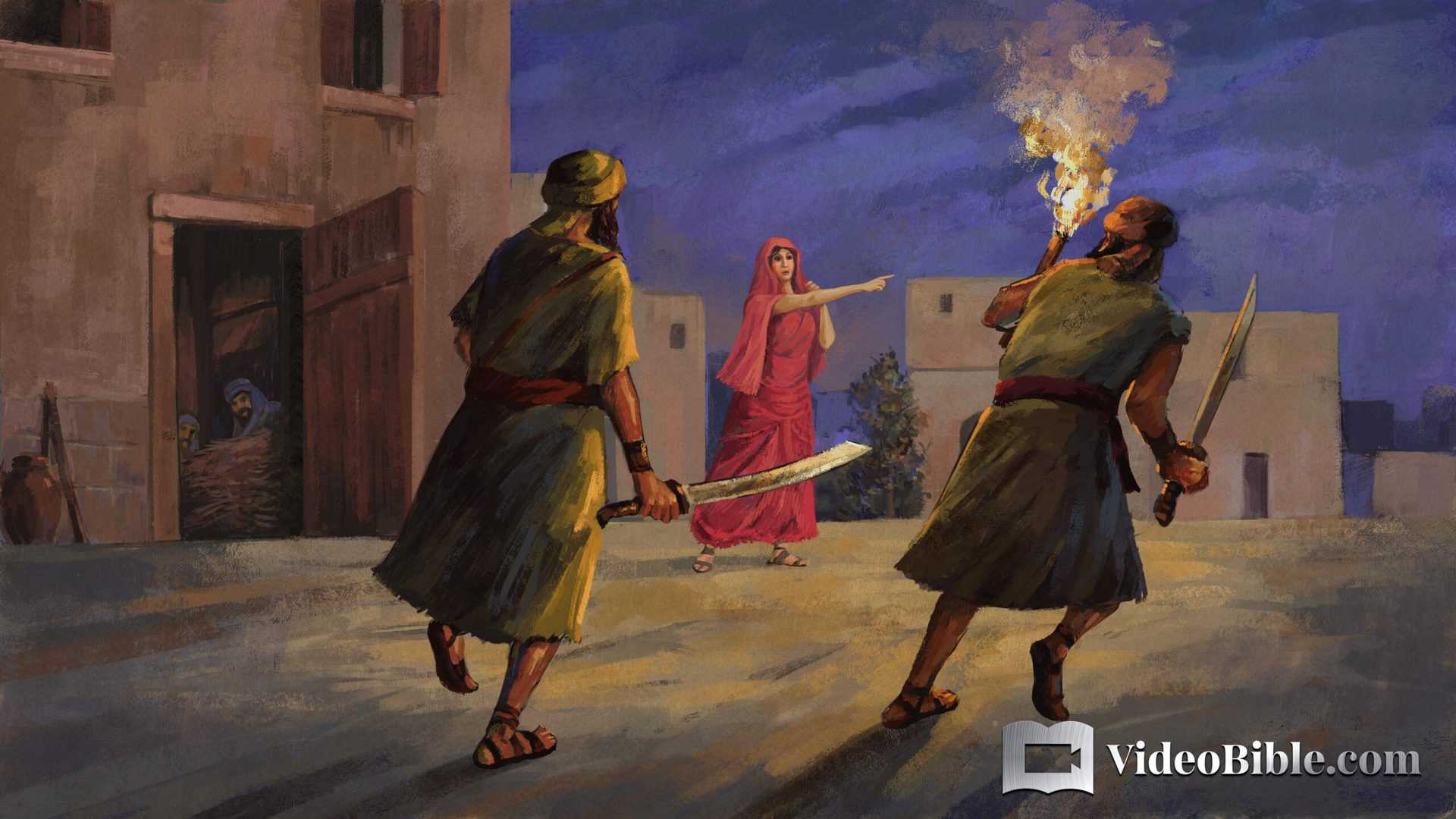 Rahab the prostitute helping the spies in Canaan at Jericho during promised land of Israel