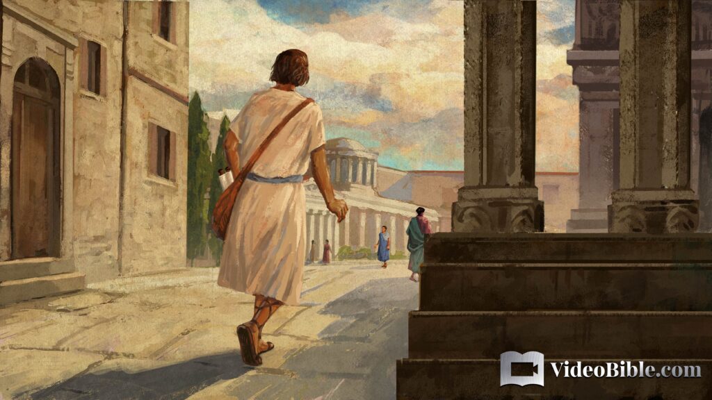 Onesimus walking down the road to Philemon