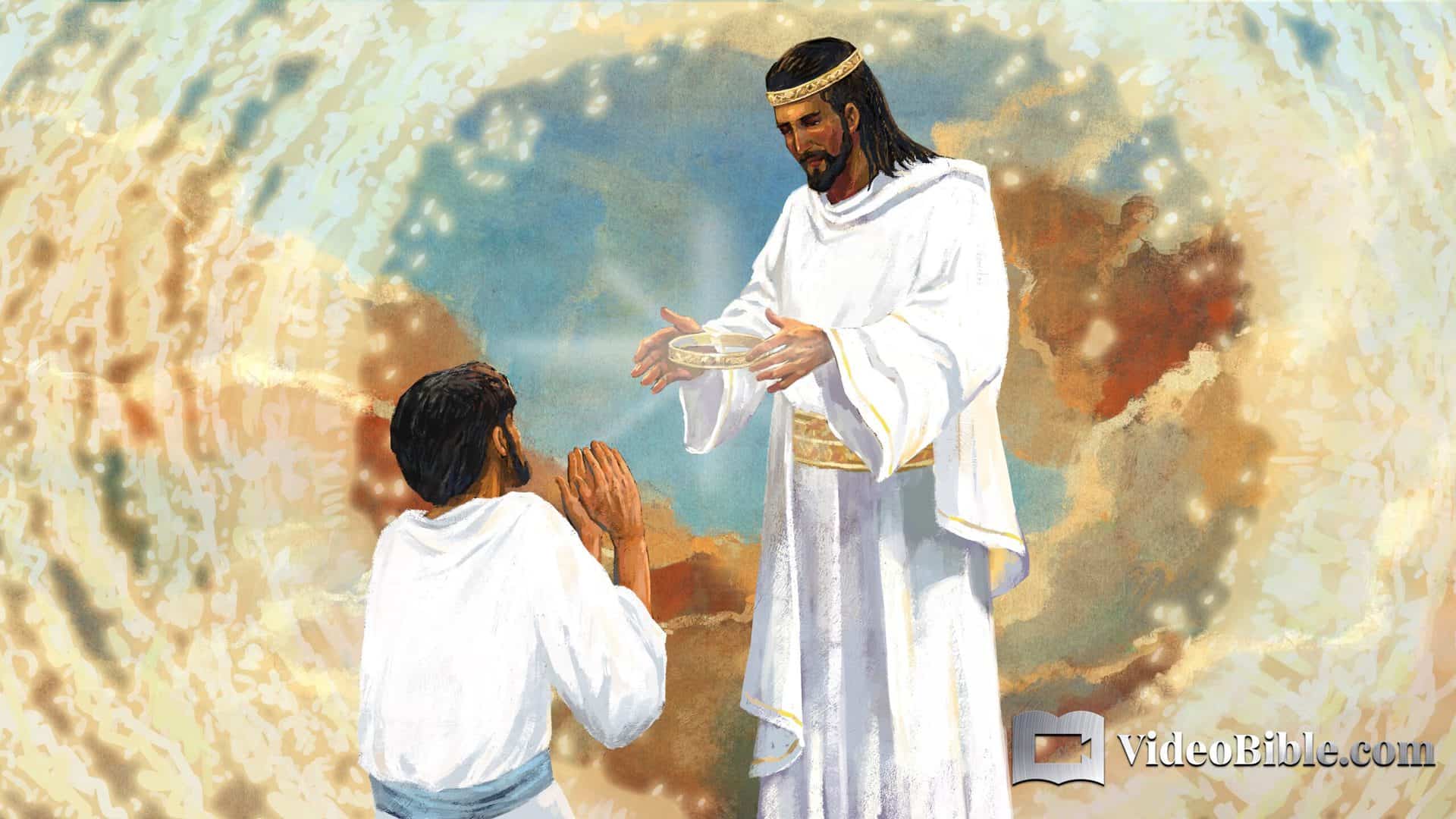 Jesus giving the crown of life to a man revelation
